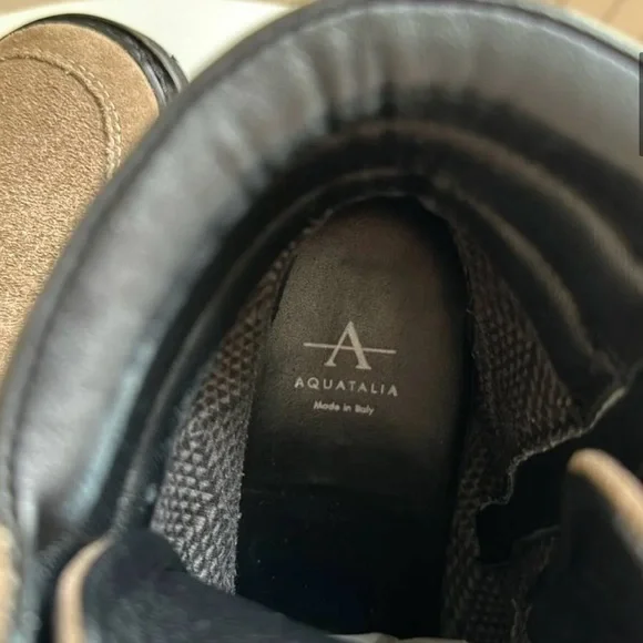 Aquatalia Mayra Weatherproof Lace Up Suede Ankle Lug Lace Up Moto Boots Size 11 - Picture 7 of 13